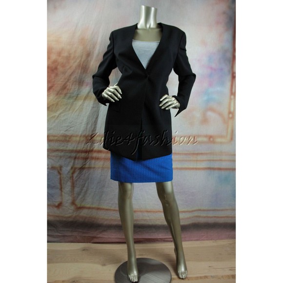 $3700 NWT AKRIS Stylish Black Long Light Wool Jacket Coat 8